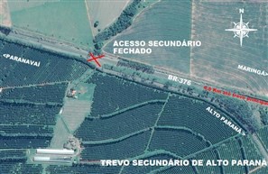 Trecho da BR-376, no trevo de acesso a Alto Paraná, é interditado